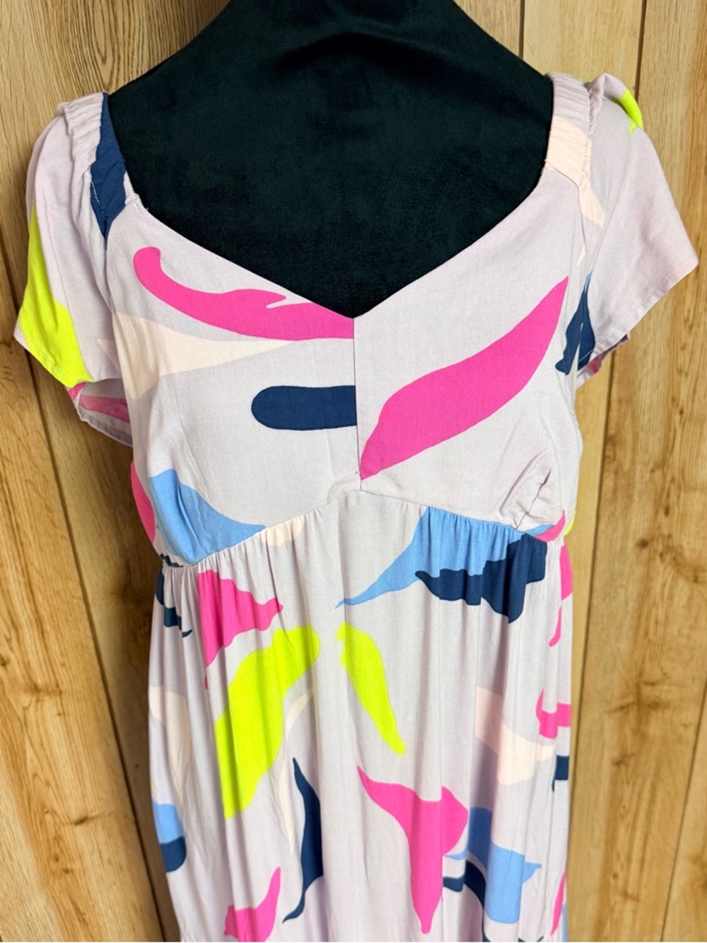 Isabel Maternity Flutter Short Sleeve Colorful Tiered Maxi Dress Size L - NWT - Picture 5 of 11